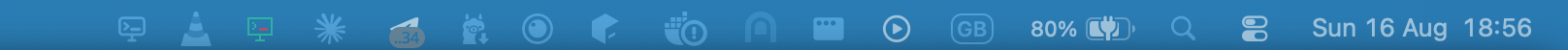 A macOS menu bar. The sc-tray icon — a monitor with a shell prompt in it — sits at the left of the status icons, drawn in the same monochrome as the battery and clock beside it.