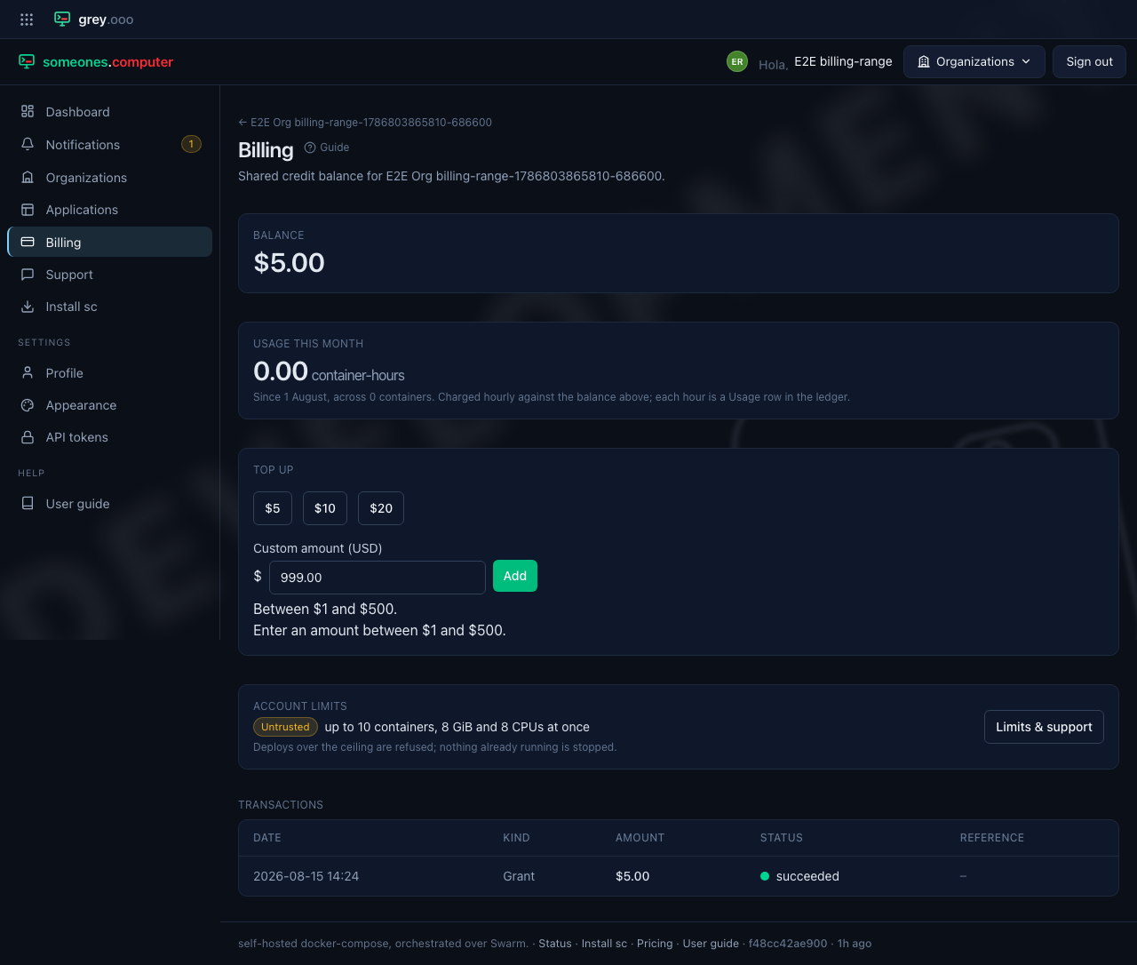 Billing โ invalid custom amount rejected