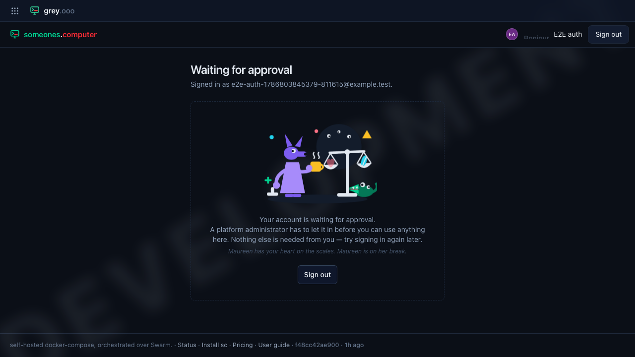 The waiting-for-approval holding page