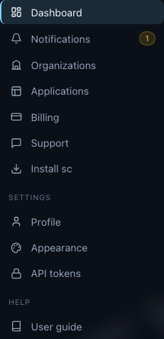 The sidebar badge, counting one unread notification